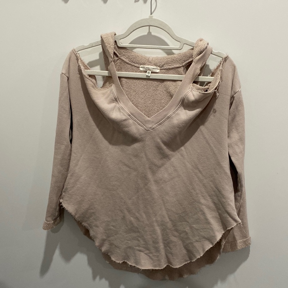 Pale Pink Shoulder Cut-Out Sweater